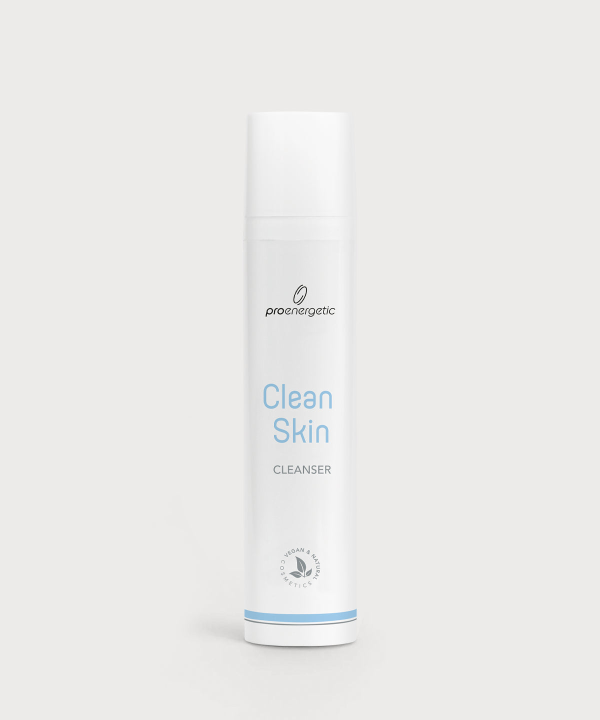 Weiße Pumptube „Clean Skin Cleanser“ von ProEnergetic vor hellem Hintergrund – minimalistisches Produktfoto eines Gesichtsreinigers aus der Beauty-Kategorie.