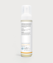Rückseite der Happy Shower Foam Flasche von ProEnergetic mit Produktinformationen und 230 ml Angabe.
