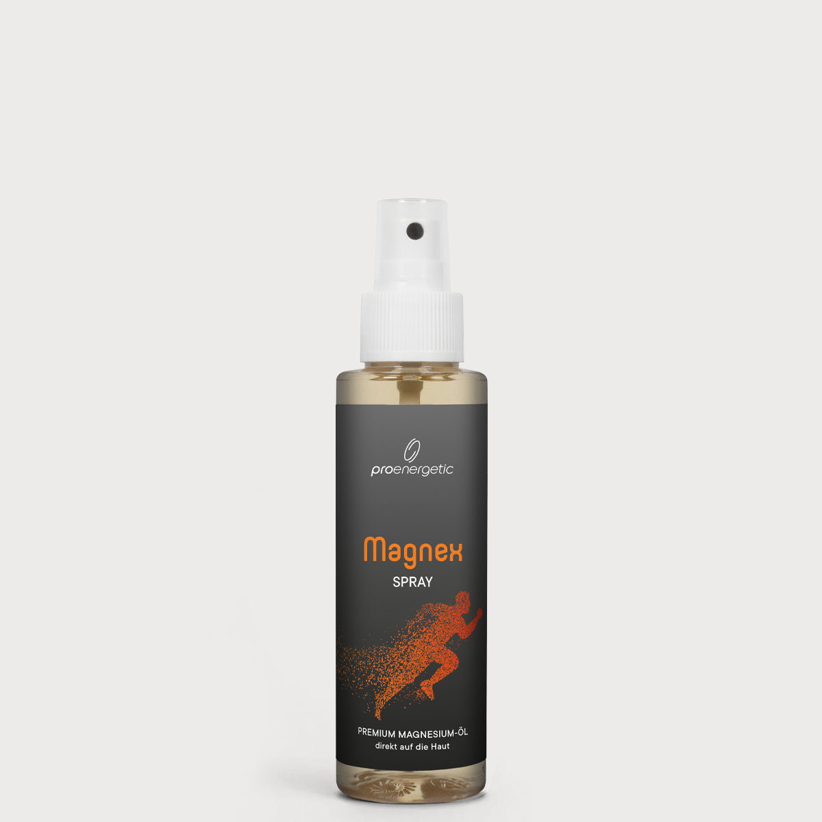 ProEnergetic Magnex Spray – hochwertiges Magnesiumöl in einer Sprühflasche vor einem sauberen weißen Hintergrund.