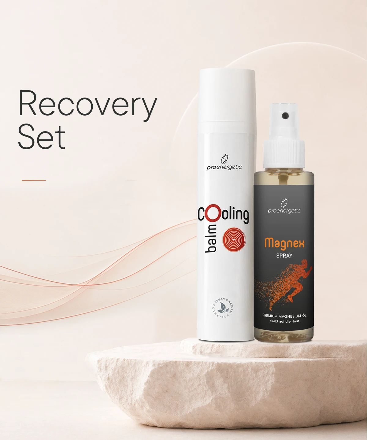 ProEnergetic Recovery Set mit Kühlbalsam und Magnex Magnesium-Spray zur Muskelregeneration, Entspannung und Pflege nach Sport, Training und körperlicher Anstrengung.
