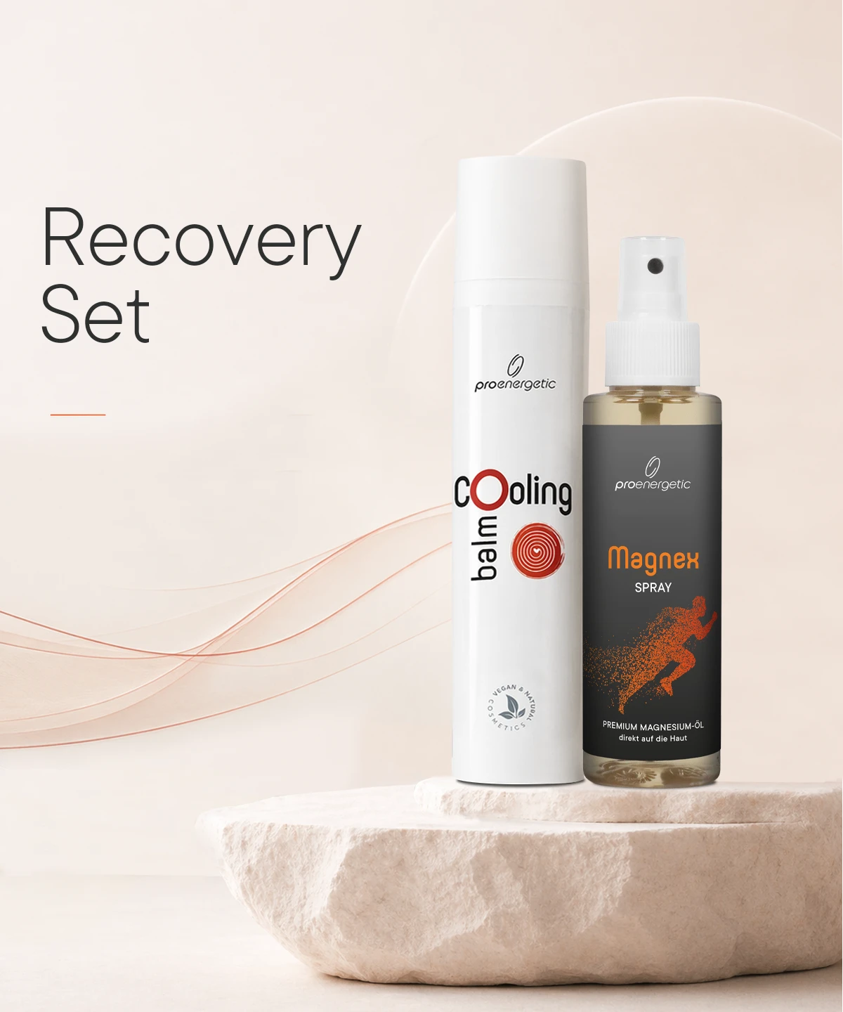 ProEnergetic Recovery Set mit Kühlbalsam und Magnex Magnesium-Spray zur Muskelregeneration, Entspannung und Pflege nach Sport, Training und körperlicher Anstrengung.